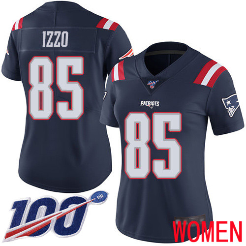 New England Patriots Football #85 100th Season Rush Vapor Limited Navy Blue Women Ryan Izzo NFL Jersey->new england patriots->NFL Jersey